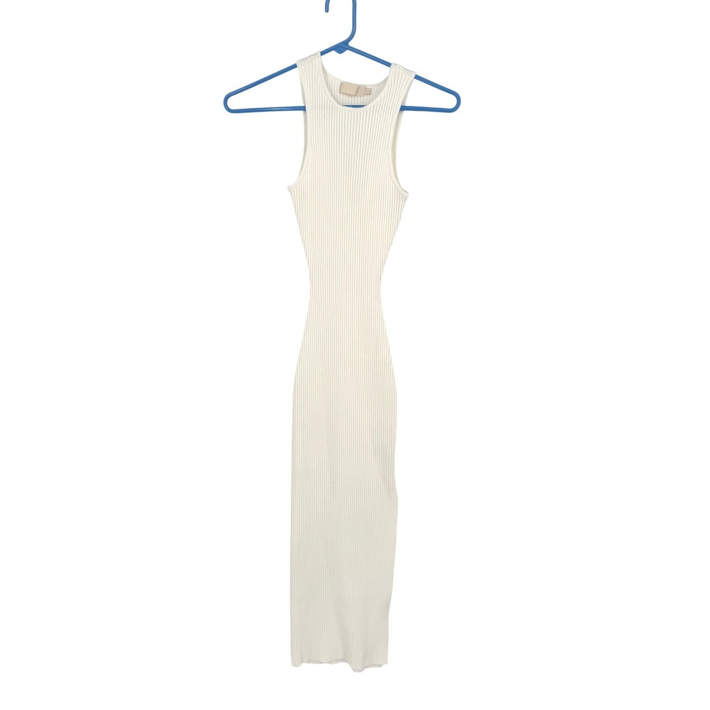 Meshki Ivory Ribbed Sleeveless Midi Dress - Picture 2 of 11